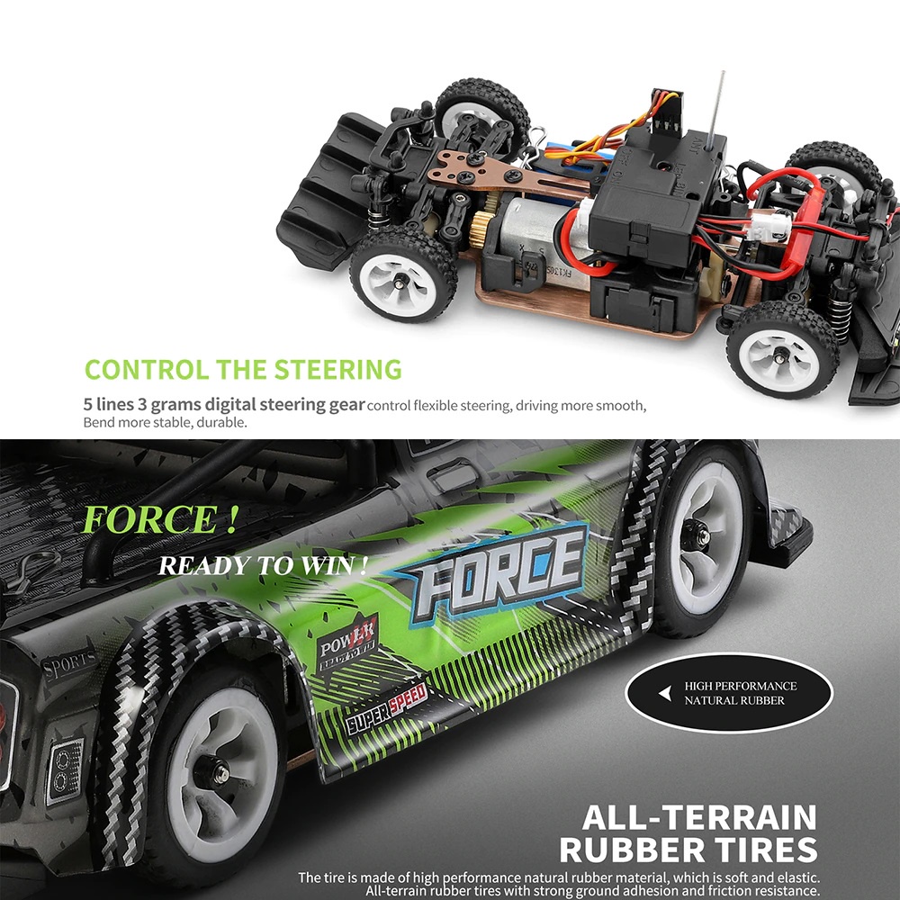 RC Car WL 284131 Mobil RC Drift Metal Chassis 1/28 Short Course RTR