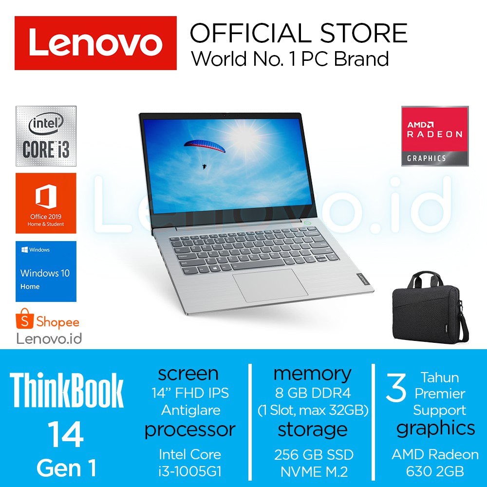 Lenovo ThinkBook 14 IIL MKID OHS Intel i3 1005G1 Win10 Home 8GB 256GB SSD 14