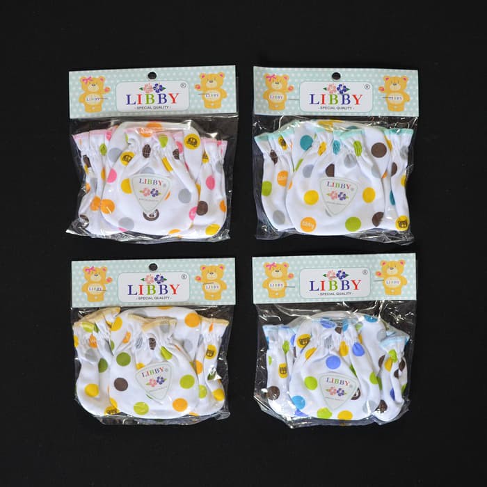Setelan Libby LIBBY 4 Set Sarung Tangan & Kaos Kaki Karet Bayi/Baby Polkadot (0-3M) Murah