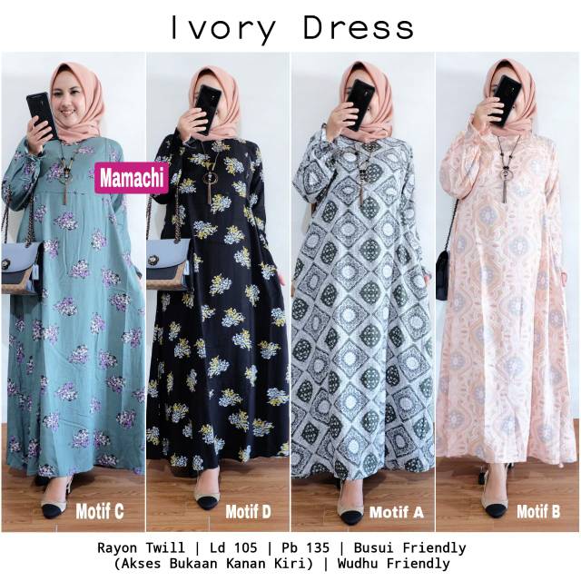 Ivory dress / gamis busui bahan rayon