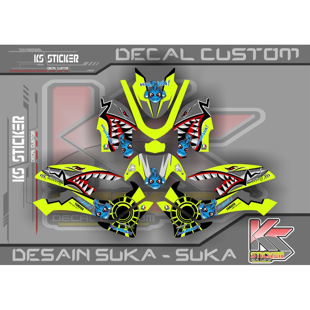 Stiker Decal Nmax Shark abu hijau stabillo Best Quality
