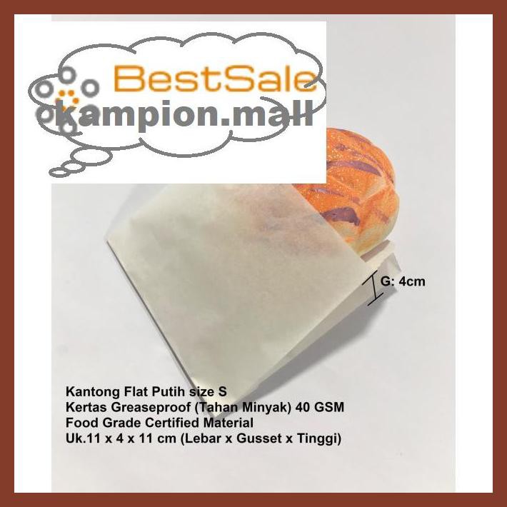 

Y7Tuut7- Kantong Flat Kantong Kertas Putih 11X4X11 (S) Anti Minyak Greaseproof E46Et57-