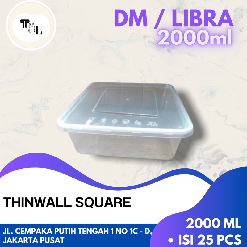 Thinwall Square DM 2000ml / Thinwall Square Libra 2000ml - 25Pcs