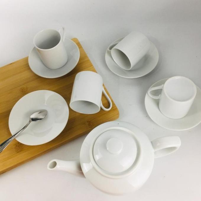 Teko Keramik Set Polos Putih