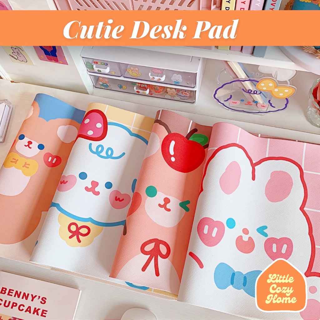 Cutie Desk Pad Motif Character / Desk Mat Karakter / Mouse Pad / Alas Mous / Alas Meja Komputer WFH Work From Home / Keyboard Office Large Laptop Cushion Lucu Imut Ala Korea Jepang