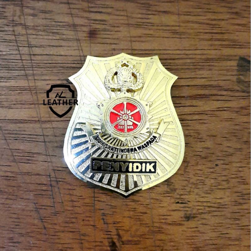 Dompet ID Card Tanda Pengenal Penyidik kalung Kulit Asli Logo Kuningan