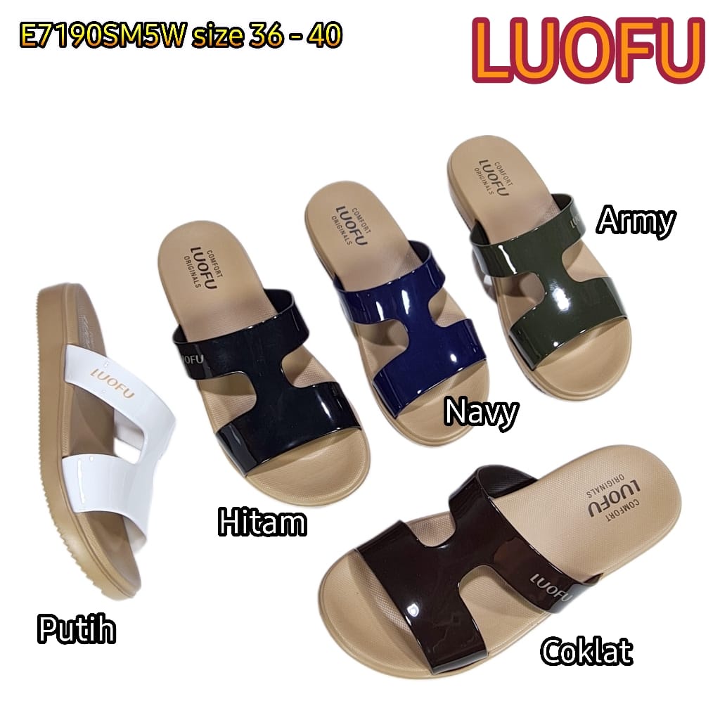 LUOFU ORIGINAL jelly sandal karet empuk murah selop wanita cewek import E7190SM5W