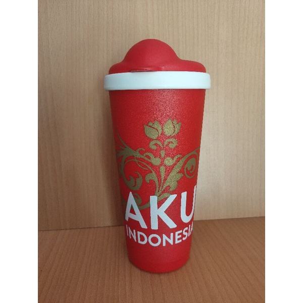 botol minum/tumbler merah twin tulipware