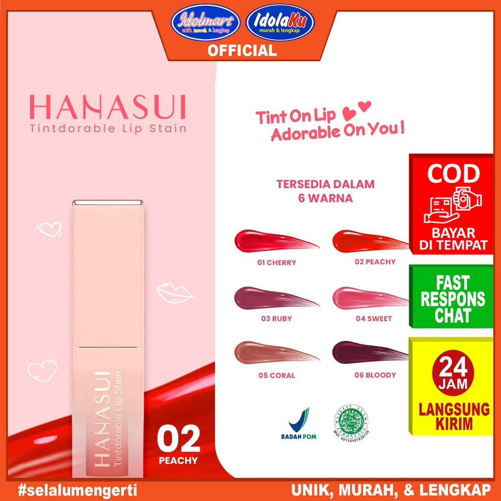 IDOLAKU Hanasui Tint Lip Stain 02 Peachy