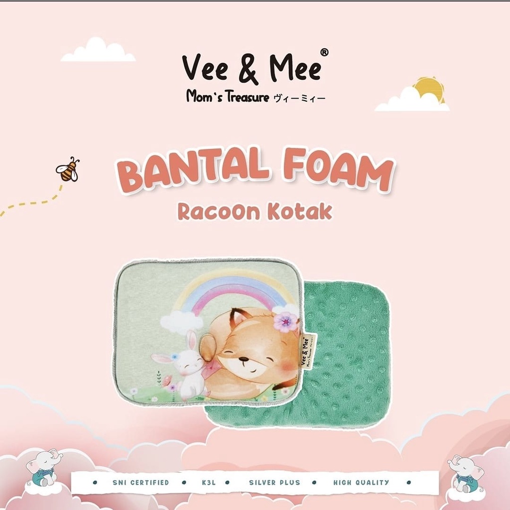 Vee &amp; Mee Bantal Peang Foaming Kotak Karakter Animal / Panda / Rabbit / Racoon - VMB 6010 - 40