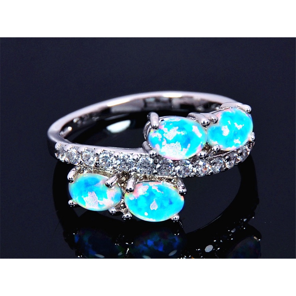 European and American diamond blue four diamond zircon ring