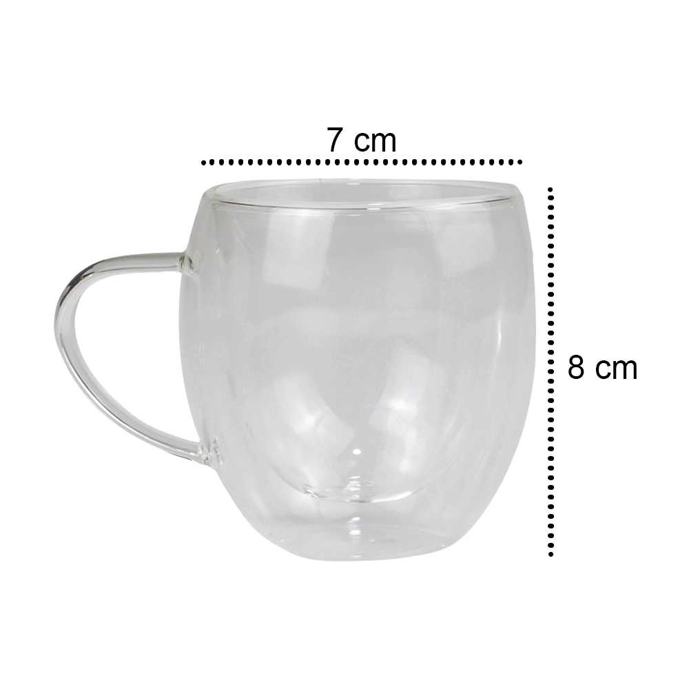 (100% BARANG ORI) One Two Cups Cangkir Kopi Anti Panas Double-Wall Glass Round 160ml