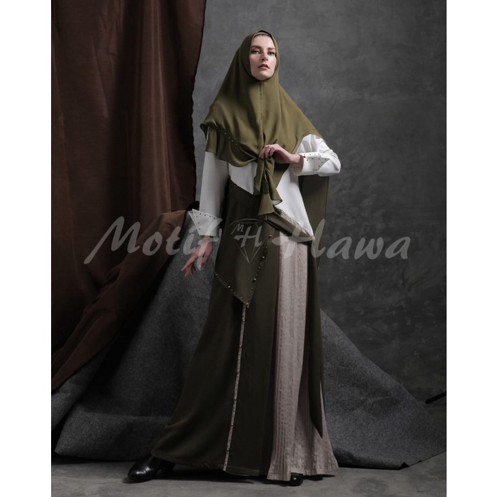 Gamis Syar'i Premium Motif Hawa MV - MHS PREMIUM HIJAU