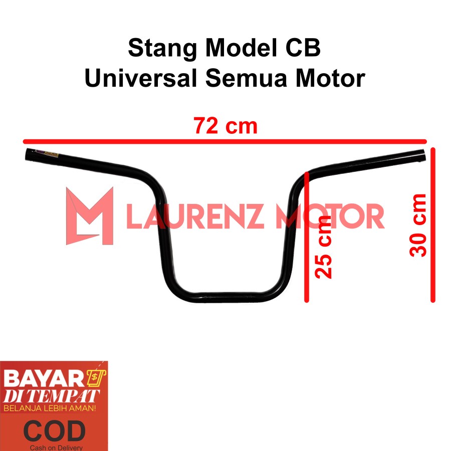 Stang CB 150R Tinggi 30cm Stir Variasi Modif Motor Hitam Chrome