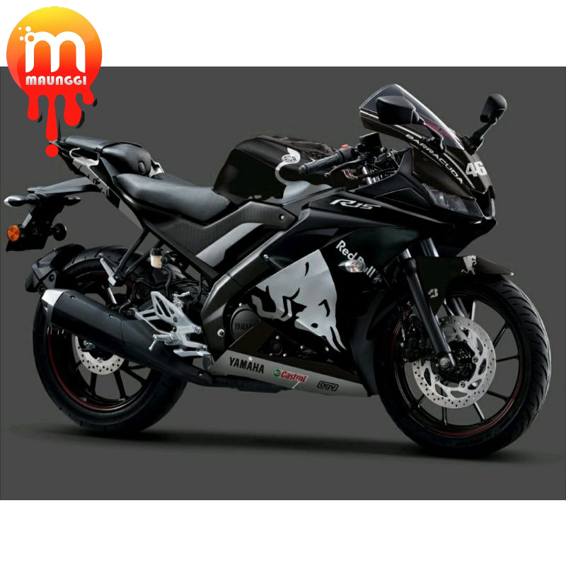 Decal r15 v3 hitam Stiker decal R15 full body Striping motor r15 v3  variasi full motif red bull Sud