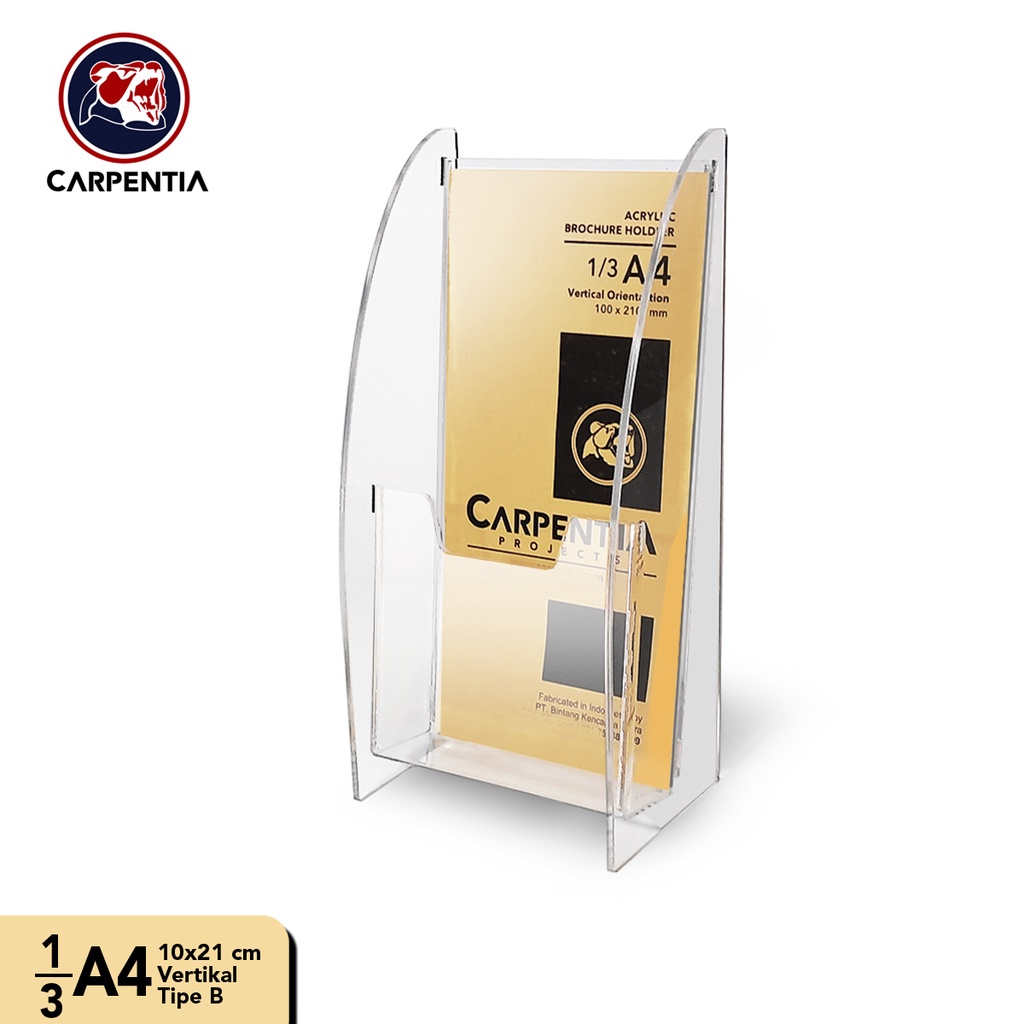 

Carpentia Brochure Holder Acrylic/Tempat Brosur Akrilik - 1/3 A4 - Tipe B Bening