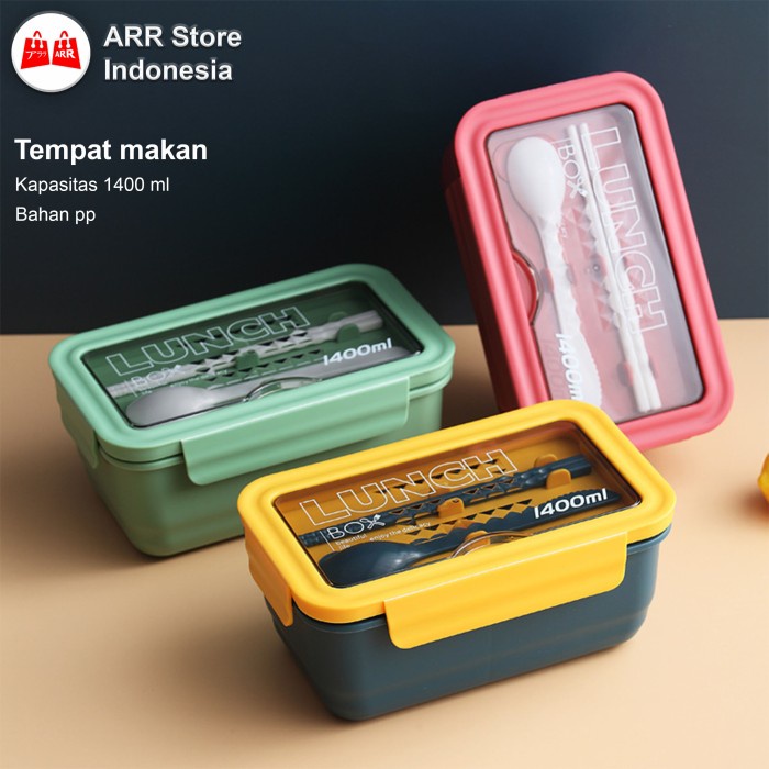 Tempat Kotak Bekal Makan Lunch Box Anak Plastik 1400ml Bento Box