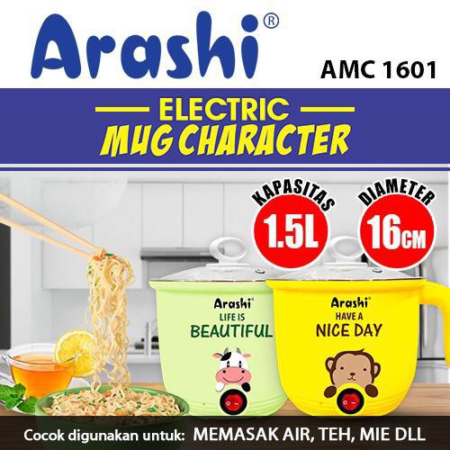 ARASHI Mug Listrik 1.5 Liter AMG 1601 Diameter 16 Cm / Teko Elektrik / Panci Mie / Panci Air / Panci Teh