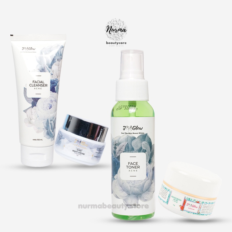 Jglow J glow Skincare Acne Krim Jerawat Perawatan Kecantikan Pemutih Wajah Glow Glowing BPOM Aman-Paket 4 Item DayVtB3
