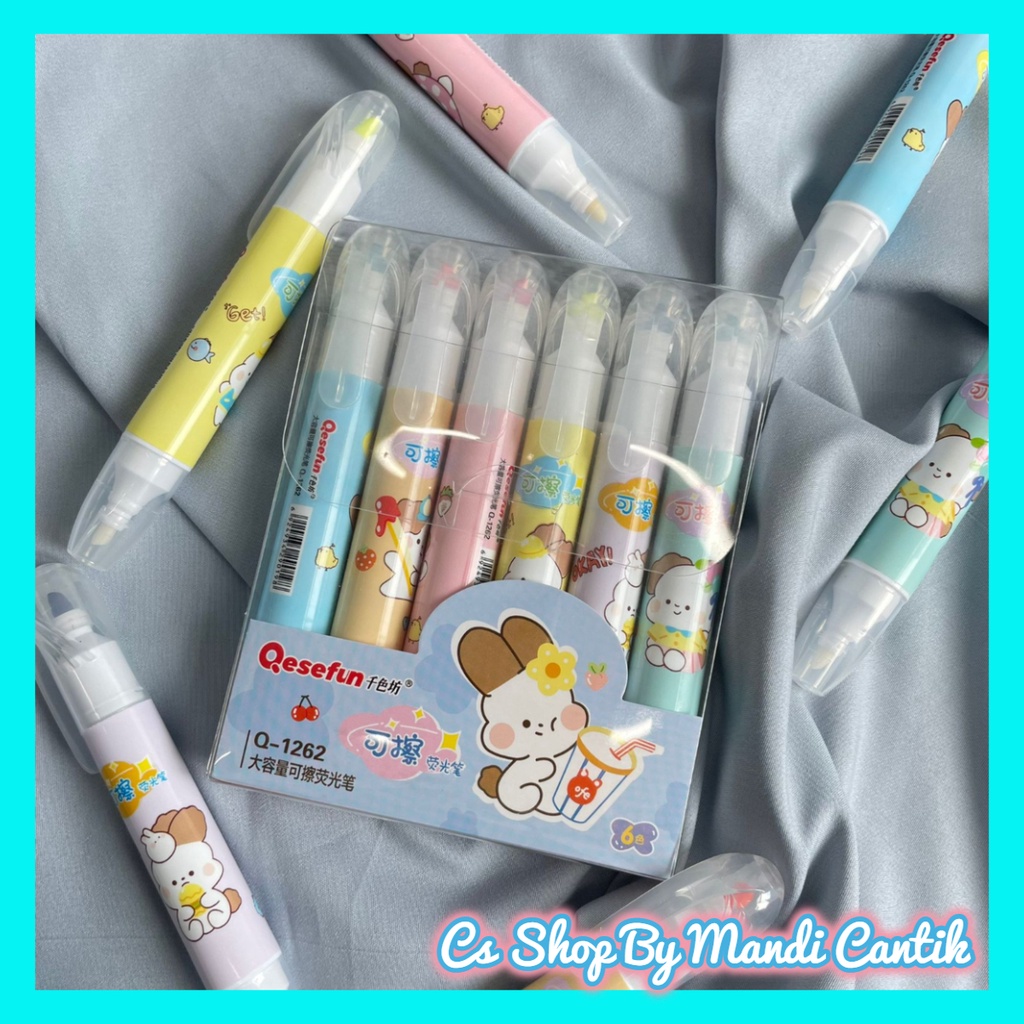 

Highlighter karakter kelinci lucu 1 box isi 6pcs bisa di hapus stabilo unik cod jakarta