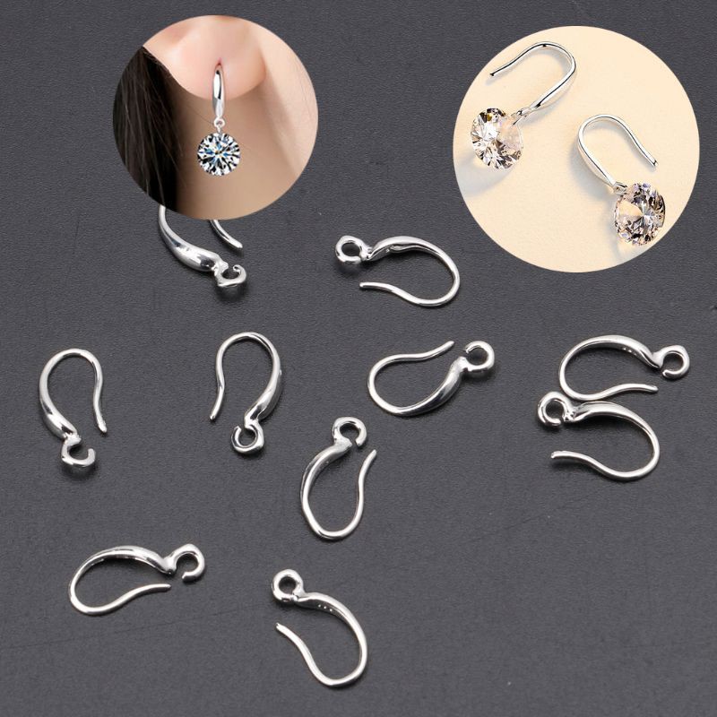 10pcs / Set Kait Holder Anting Bahan Sterling Silver 925 Gaya Perancis Untuk Perhiasan Diy