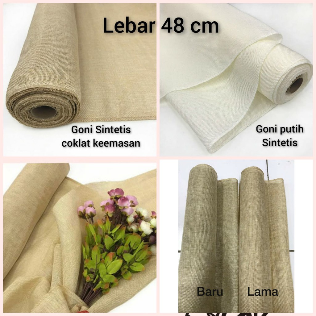 10 YARD - 28 CM &amp; 48 CM KAIN GONI SINTETIS COKLAT KEEMASAN BAHAN LEMAS | BAHAN MAHAR &amp; CRAFT