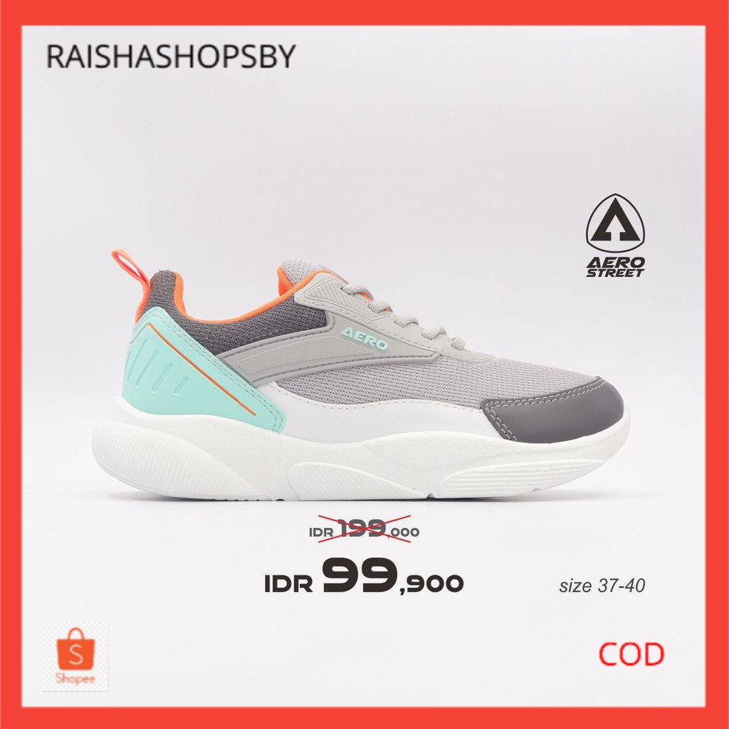 Aerostreet 37-40 Lemon Toska Oranye - Sepatu Sneakers Casual Sekolah Pria Wanita Aero Street