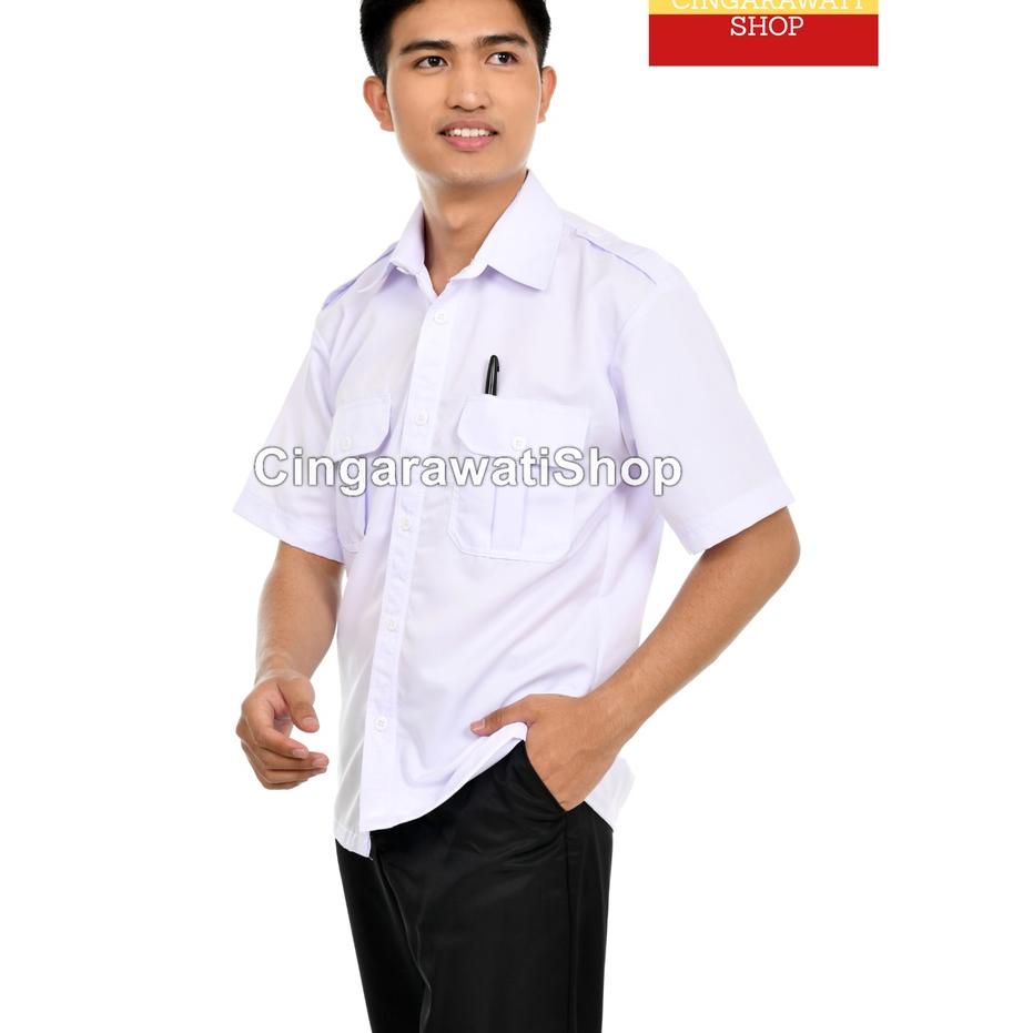(PALING DIMINATI) Baju PDH Putih Pns Kemeja Putih Dinas Pria Baju Putih Pemda Lengan Pendek Baju Pdl
