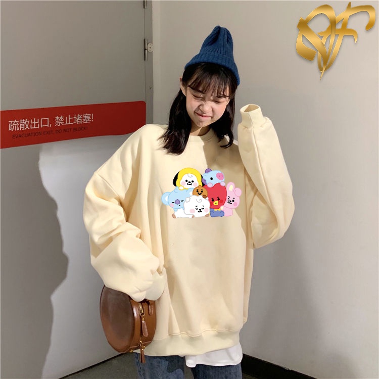 Sweater BT21 Family BTS Aesthetic Pria &amp; Wanita | Sweater Korea Style Fleece Cotton | Dhea Fashion