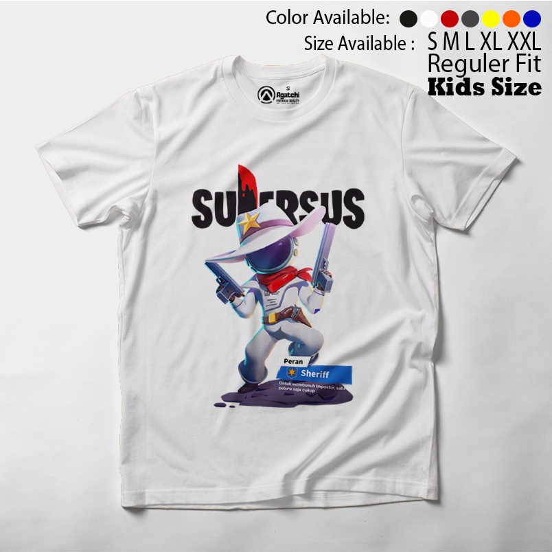 Baju Kaos Atasan Anak Laki Laki Gamers Supersus Peran Sherrif Impostor