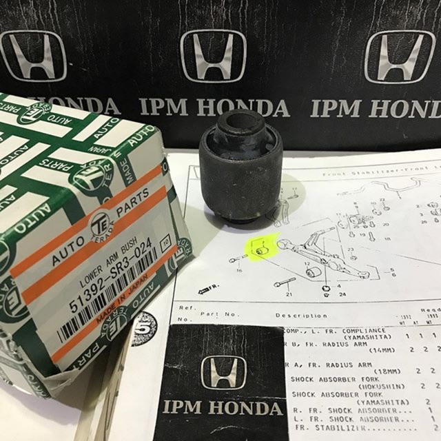 51392 SR3 TE Japan / RBI Thailand Bos Bush Bushing Sayap Arm Depan Bawah Honda Civic Genio Estillo 1992 1993 2994 1995