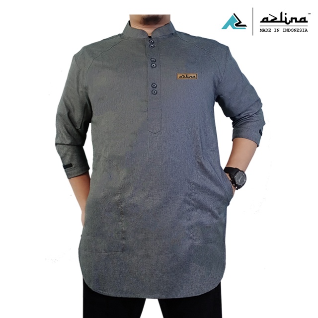 Terbaru Koko Dewasa Kurta Pakistan Pria Original Azlina Bahan Katun Madinah Busana Muslim Terlaris COD Model Kekinian Lengan Tiga Perempat