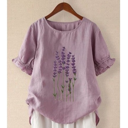 Floral Embroidery Ruffled Short Sleeve Blouse by NewChic