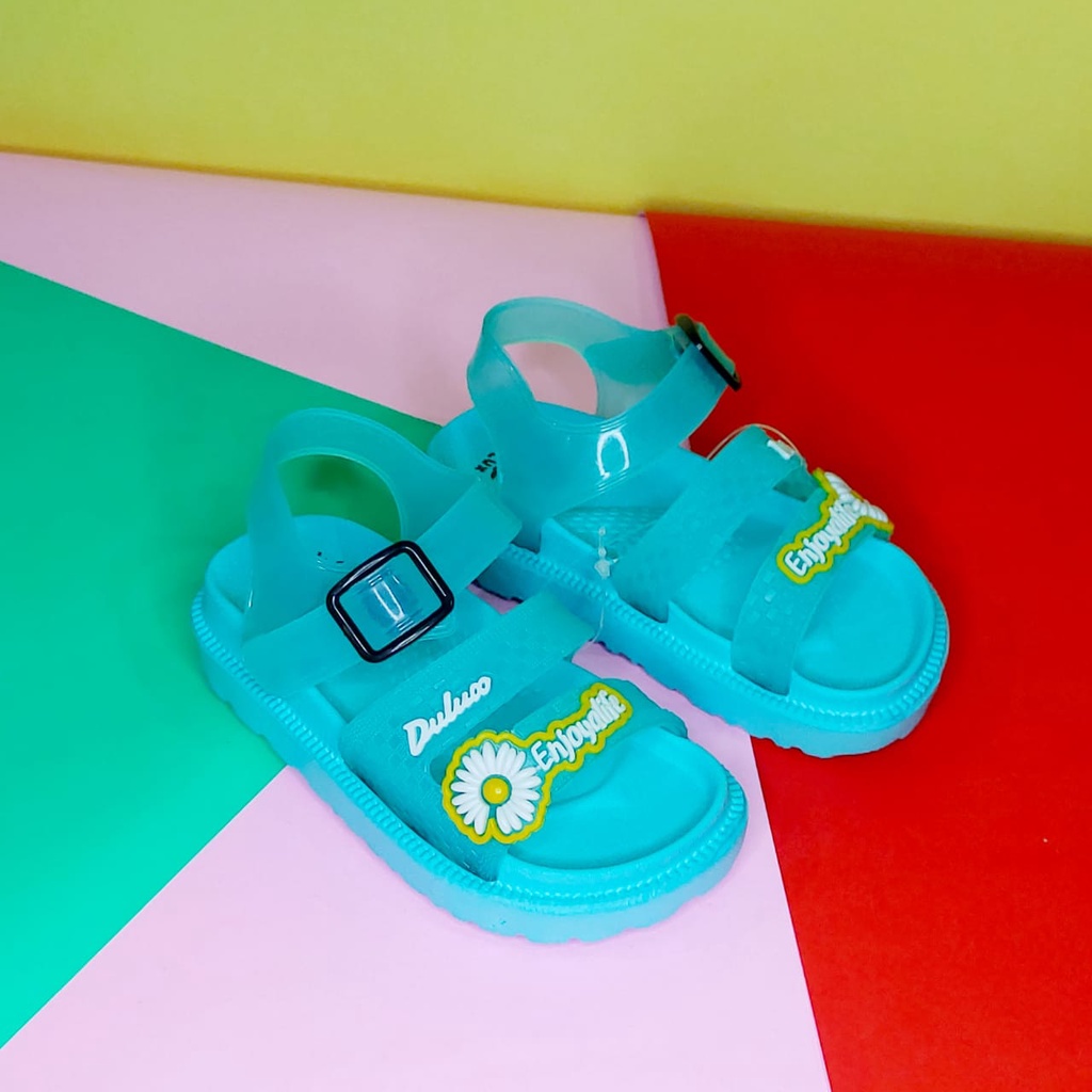 DULUX 323G K-6P Sandal Anak Perempuan Slip-on Gesper Belakang Import Sandal Slip-on Bahan Karet Motif Bunga Lucu Sandal Anak Perempuan 2 Tahun