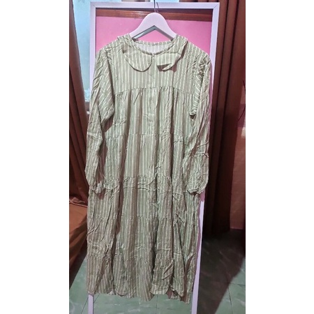 Audy Motif Midi dress long tunik mint