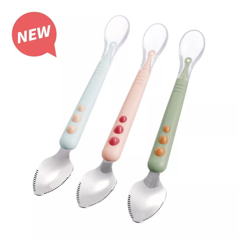 Sendok Kikis Buah Pengerukan Spoon Fruit Scrapper Mpasi Sendok Makanan Bayi Stainless Steel