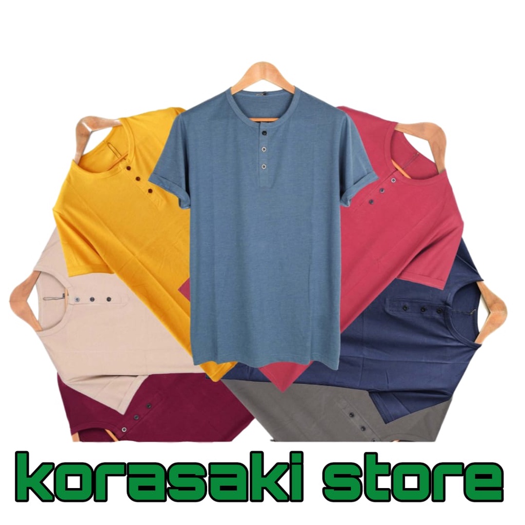 Kaos Polos Kancing Pendek Pria/kaos Distro Henley keren Murah