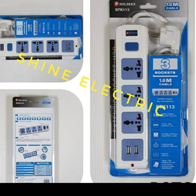 Colokan stop kontak 3 lubang 2 usb port kabel stopkontak 3lubang kaki 2 kaki 3