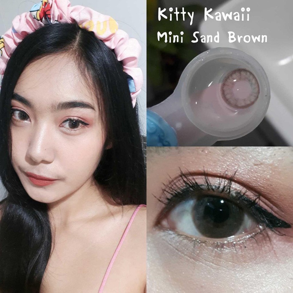 Softlens Kitty Kawaii Mini Sand Warna Gray dan Brown bisa Minus