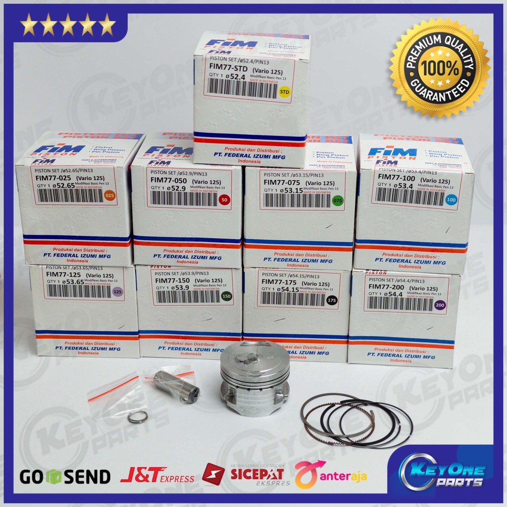 PISTON KIT FIM77 HONDA VARIO125 PIN 13 PEN PISTON FIM DIA 52,4