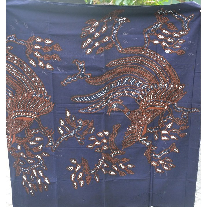LAFYA BATIK kain batik tulis jogja sogan biru tua coklat putih motif burung merak yogyakarta