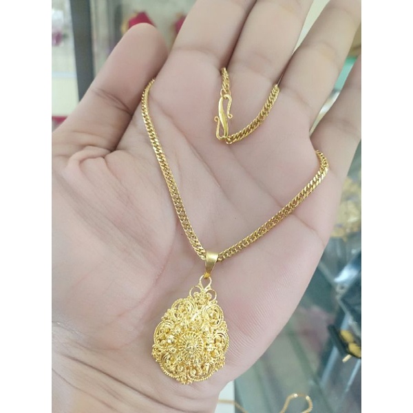 kalung titanium kait s liontin kuningan