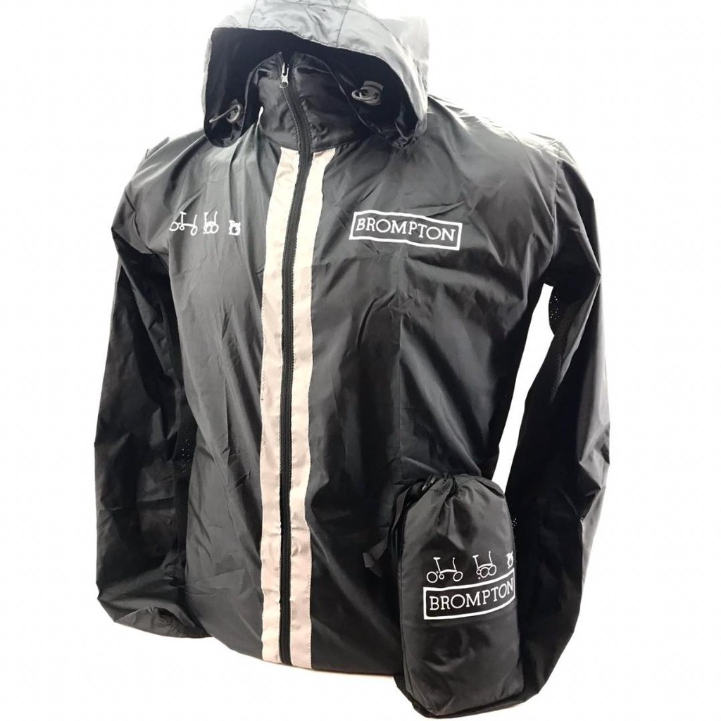 Jacket Sepeda Lipat Penutup Kepala - Jaket Windbreaker ( Black )