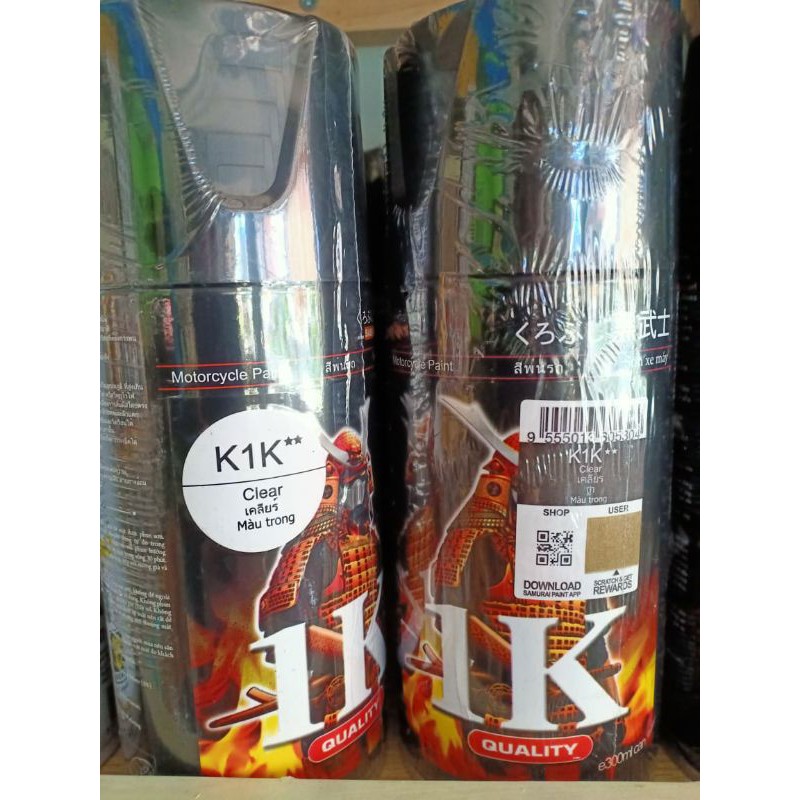 Samurai Paint Kurobushi Pilok Pilox Cat Semprot K1K** Clear Glossy / Pernis Mengkilap / Clear Premium 2 Bintang (300ml)