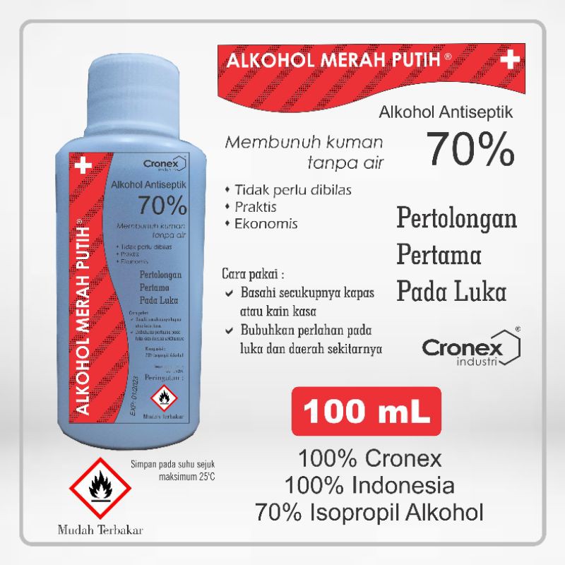 Cronex Alkohol Merah Putih 100ml / Isopropil Alkohol 70%