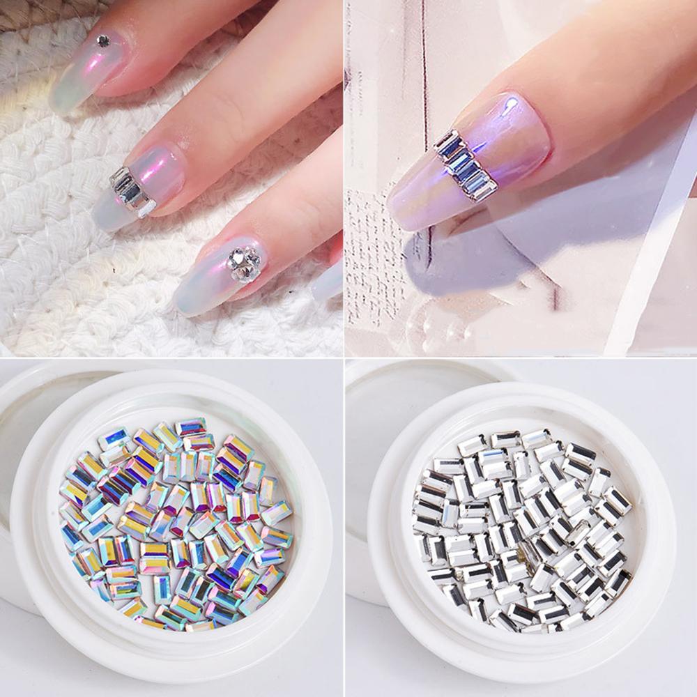 Mxbeauty 3D Nail Art Rhinestones Kecil Manikur Aksesoris Panjang Strip Berbentuk DIY Dekorasi Nail Art