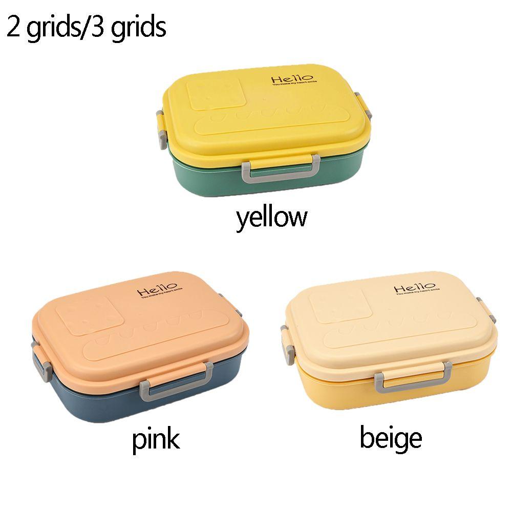 SOLIGHTER Office Lunch Box Candy Color Tableware Box Storage Boxes Portable Stainless Steel Bento Case 2/3 Compartments Food Container/Multicolor