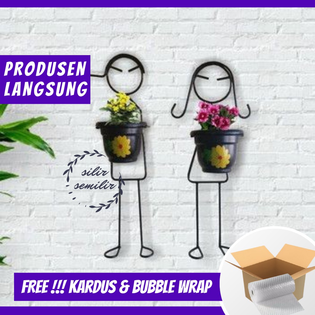 SMF006 rak standing pot hiasan bunga besi plastik dekorasi dinding ruang kamar tamu tidur rumah