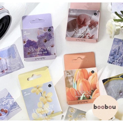 

46 Pcs Flower Aesthetic Sticker Scrapbook Planner Diary cute