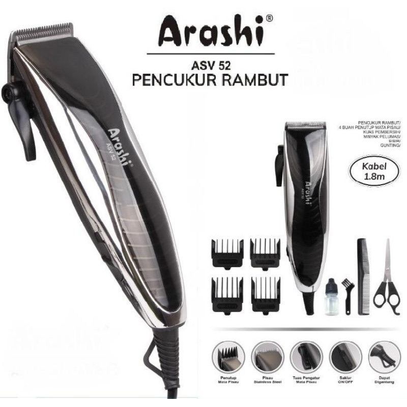 Pencukur Rambut Arashi ASV 51 52 / Hair Clipper / Alat Pangkas Kabel Shaver Cukur